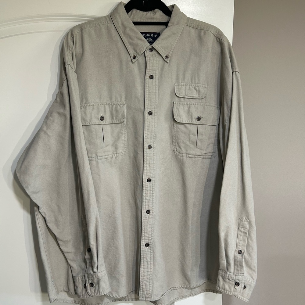 Men’s Tan Button-Up Shirt Sz XXL